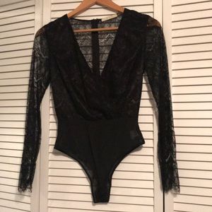 Black Long sleeve lace bodysuit